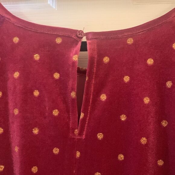 SO VELOUR JUMPSUIT CROPPED SHORT SLEEVE WITH GOLD GLITTER POLKA DOTS NWT - Picture 7 of 8